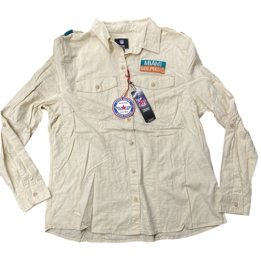 Miami Dolphins NFL Women’s size XL Linen & Cotton Button Up